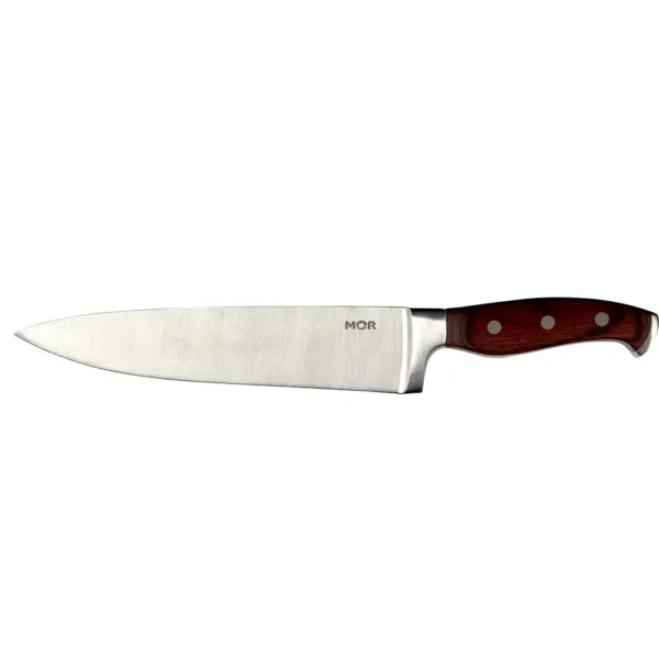 0036| Juego de Cuchillo y Tenedor de 8" en Acero Inoxidable y Mango de Madera de Acero - Imagen 3