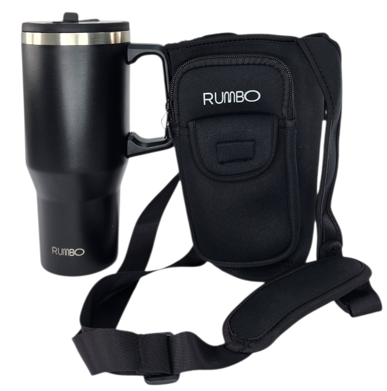 QY5015 | Set de Hidratación RUMBO: Vaso Térmico Grande con Manija y Funda Bandolera